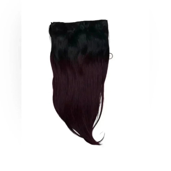 16 Inch Human Hair Clip in Black & Red Balayage - Picture 4 of 5